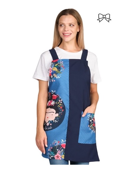 GREMBIULE MAESTRA VIVI LA VITA BLU NAVY