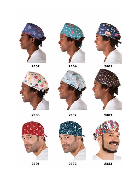 GORRO CIRUJANO MICROFIBRA ESTAMPADO CON TIRAS (UNISEX)