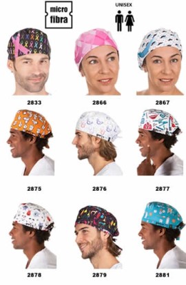 CAPPELLO SANITARIA IN MICROFIBRA STAMPAGGIO CON NASTRI (UNISEX)