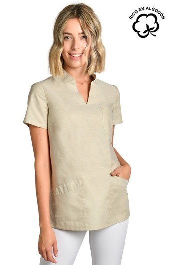 CASACA CUELLO MAO MUJER BEIGE