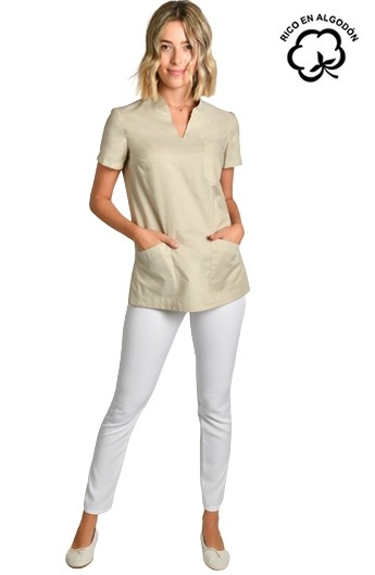 CASACA CUELLO MAO MUJER BEIGE