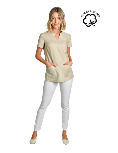 CASACA CUELLO MAO MUJER BEIGE