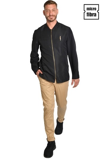 CHAQUETA HOMBRE  MICROFIBRA CREMALLERA DORADA