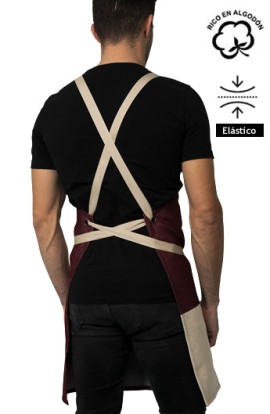 DELANTAL PETO DE ESPALDA CRUZADA BURDEOS 2