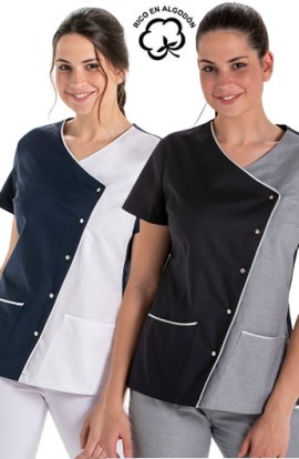 CHAQUETA MUJER ASIMÉTRICA BICOLOR