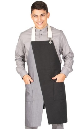 DELANTAL CON PETO NEGRO COMBI ESPIGA