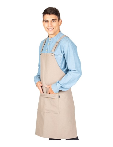 DELANTAL CON PETO GRIS TIRANTE ESPALDA