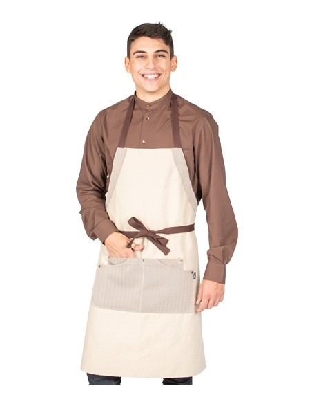 GREMBIULE CON PETTONINA BEIGE COMBI ESPIGA