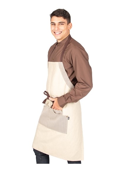 GREMBIULE CON PETTONINA BEIGE COMBI ESPIGA