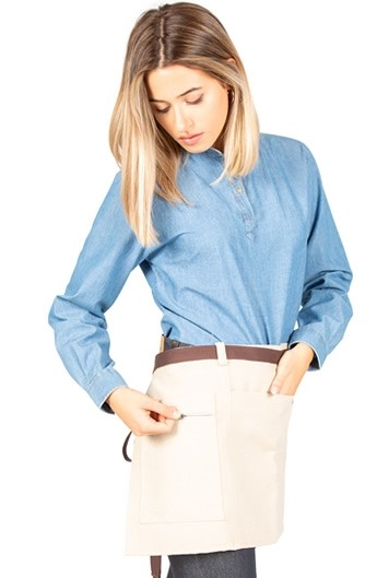 GREMBIULE BEIGE CORTO CERNIERA