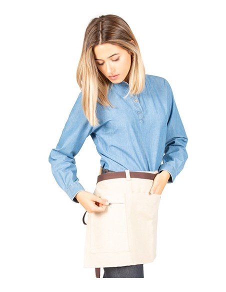 DELANTAL BEIGE CORTO CREMALLERA