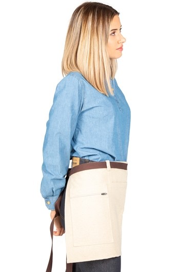 GREMBIULE BEIGE CORTO CERNIERA