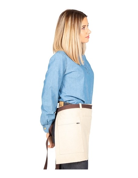 DELANTAL BEIGE CORTO CREMALLERA