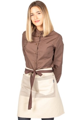 DELANTAL CORTO BEIGE COMBI ESPIGA