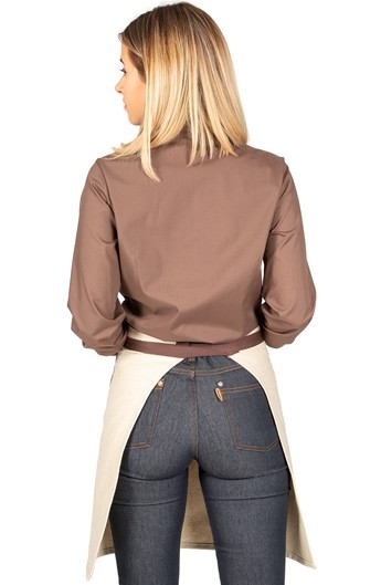 DELANTAL CORTO BEIGE COMBI ESPIGA