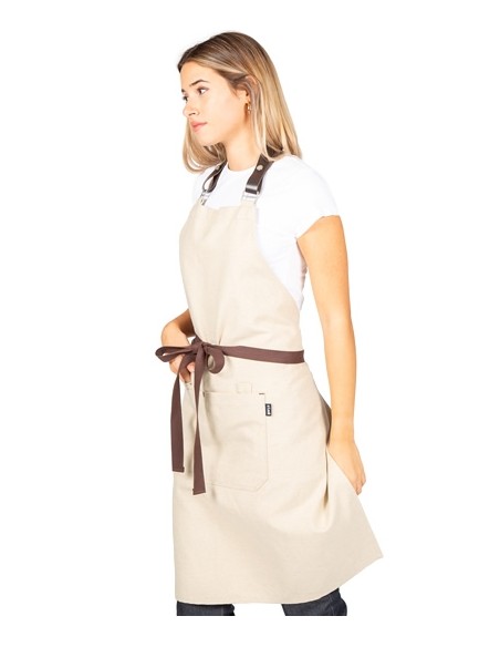 GREMBIULE CON PETTONINA BEIGE CINTURINI PELLE