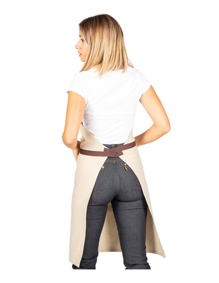GREMBIULE CON PETTONINA BEIGE CINTURINI PELLE