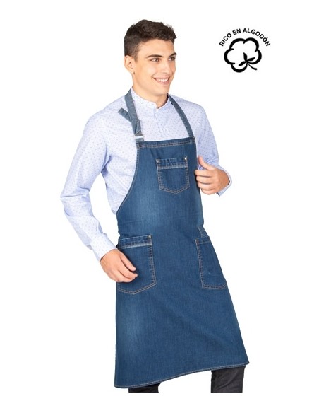 GREMBIULE CON PETTONINA LAVAGGIO DENIM