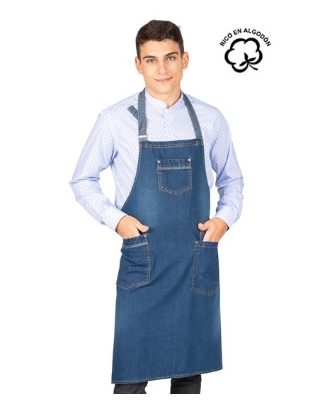 GREMBIULE CON PETTONINA LAVAGGIO DENIM