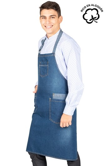 GREMBIULE CON PETTONINA LAVAGGIO DENIM