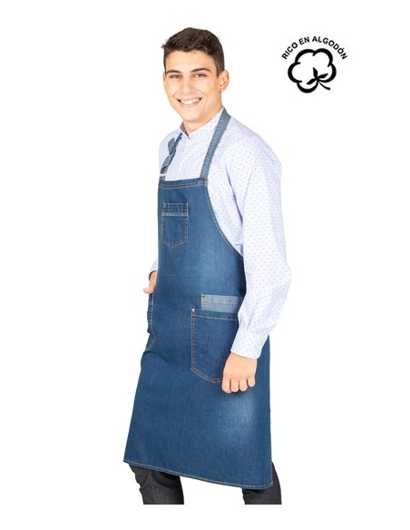 GREMBIULE CON PETTONINA LAVAGGIO DENIM
