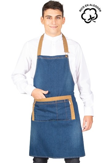 GREMBIULE CON PETTONINA DENIM COMBI ALBERO