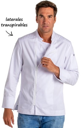CHAQUETA COCINA CREMALLERA BLANCA