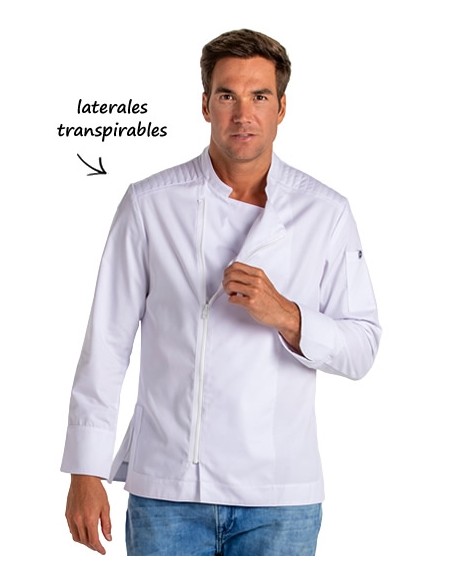 CHAQUETA COCINA CREMALLERA BLANCA
