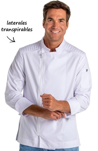 CHAQUETA COCINA CREMALLERA BLANCA