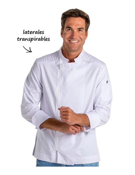 CHAQUETA COCINA CREMALLERA BLANCA
