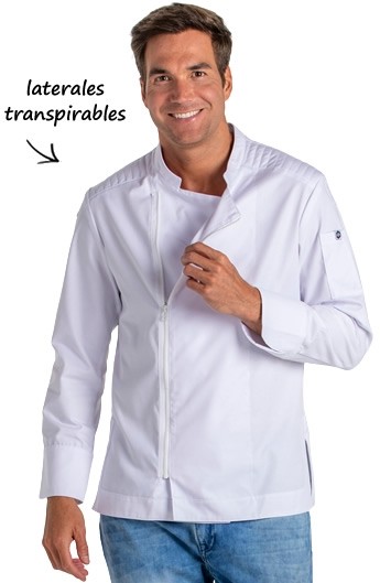 CHAQUETA COCINA CREMALLERA BLANCA