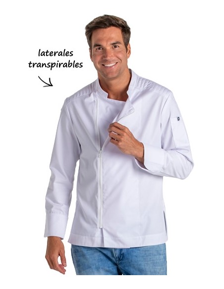 CHAQUETA COCINA CREMALLERA BLANCA