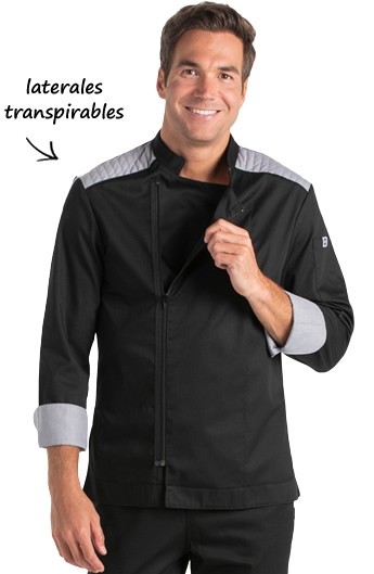 CHAQUETA COCINA CREMALLERA NEGRA