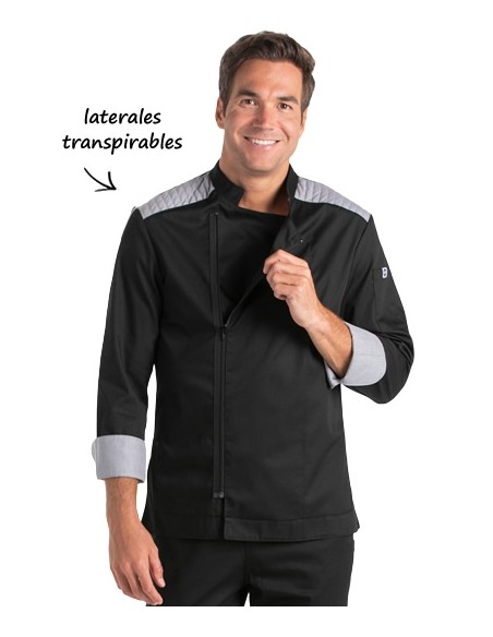 CHAQUETA COCINA CREMALLERA NEGRA