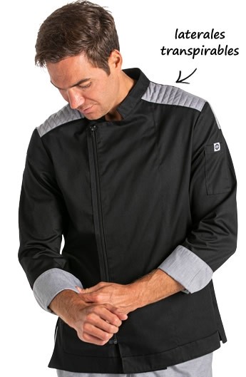 CHAQUETA COCINA CREMALLERA NEGRA