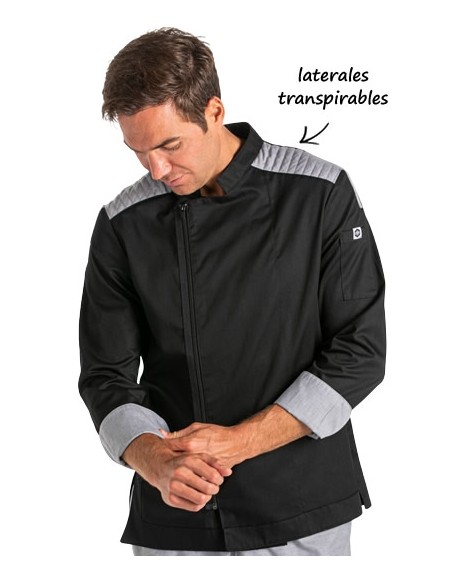 CHAQUETA COCINA CREMALLERA NEGRA