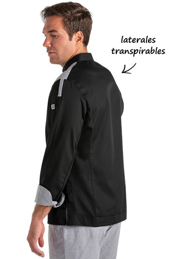 CHAQUETA COCINA CREMALLERA NEGRA