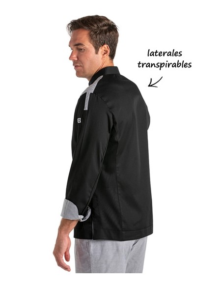 CHAQUETA COCINA CREMALLERA NEGRA