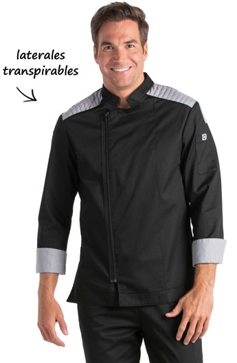 CHAQUETA COCINA CREMALLERA NEGRA