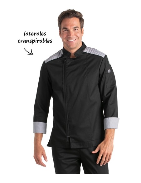 CHAQUETA COCINA CREMALLERA NEGRA