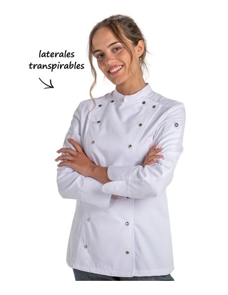 GIACCA CUCINA DONNA BOTTONI PRESSIONE BIANCA