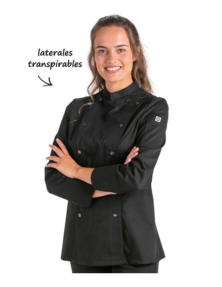 GIACCA CUCINA DONNA BOTTONI PRESSIONE NERA