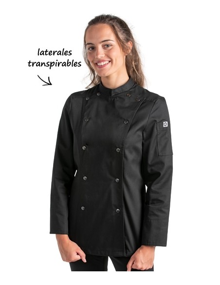 GIACCA CUCINA DONNA BOTTONI PRESSIONE NERA