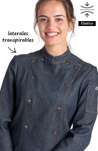 CHAQUETA COCINA MUJER CORCHETES TEJANA