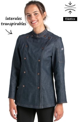 CHAQUETA COCINA MUJER CORCHETES TEJANA