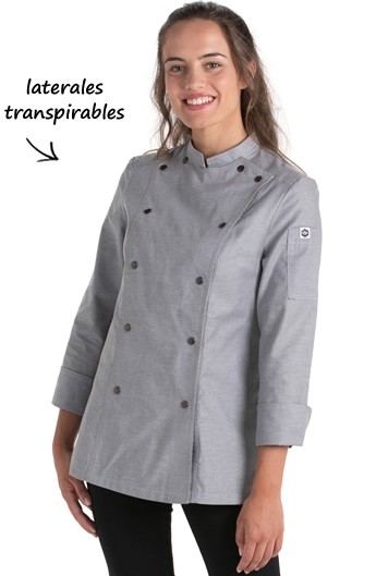 GIACCA CUCINA DONNA BOTTONI PRESSIONE GRIGIO