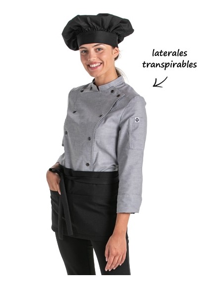 GIACCA CUCINA DONNA BOTTONI PRESSIONE GRIGIO