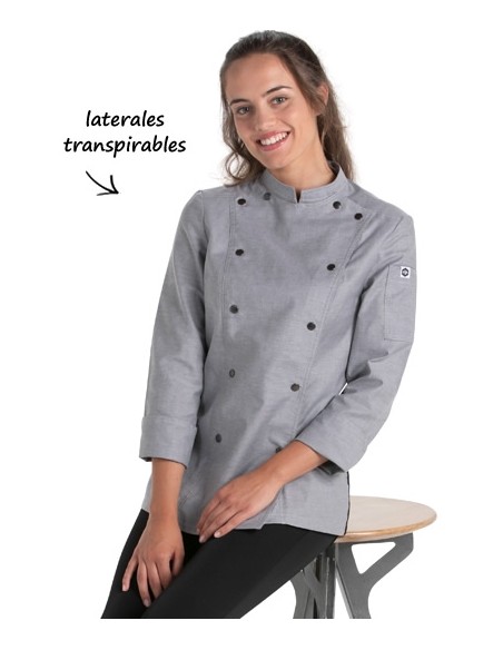 GIACCA CUCINA DONNA BOTTONI PRESSIONE GRIGIO