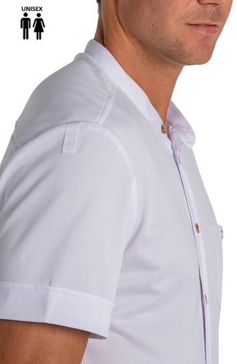 CAMISA BLANCA CUELLO MAO BOTÓN MADERA