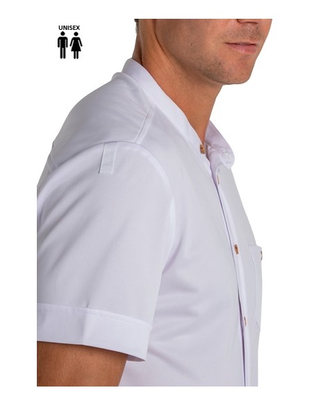 CAMISA BLANCA CUELLO MAO BOTÓN MADERA